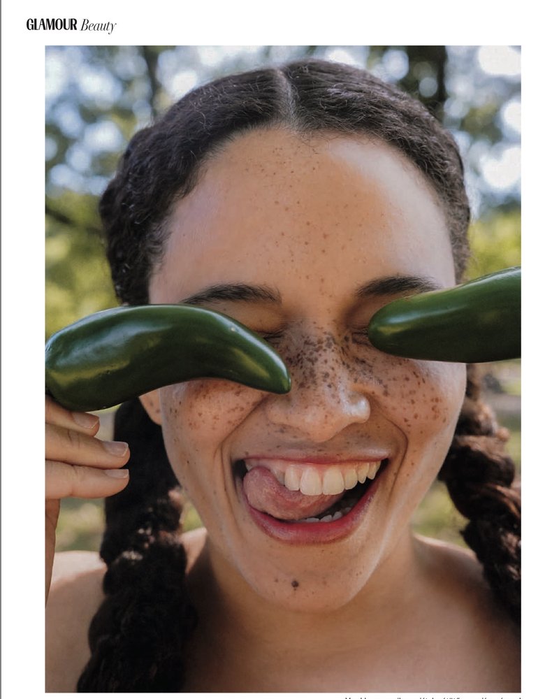 Beauty editorial with natural curls for Glamour Hungary